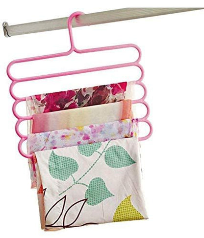 5 Layer Hanger Plastic Multipurpose Kitchen Towels Hanger, Space Saver Cabinet Hanger Multiple Clothe Hanger Tie Shawls Cabinet Organizer
