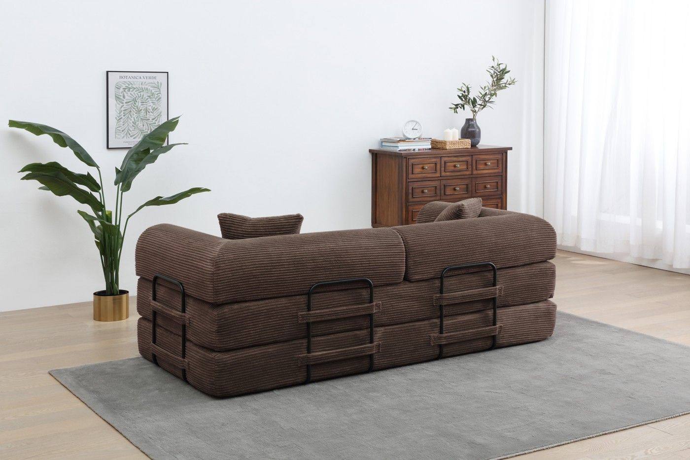 Foldable Sofa Bed, 77.9'' Folding Floor Couch, Compressed Convertable Sleeper Sofa, Memory Foam Couch with Pillow Back Support Armrest, 4-in-1 Futon Sofa Bed for Living Room, Army green