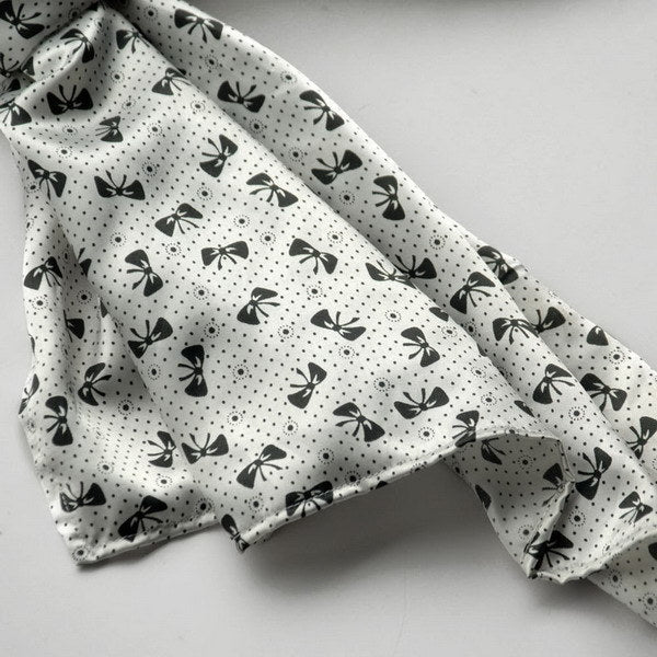 Blando White Lovely Bowknot Design Natural Elegant Silk Scarf/Wrap/Shawl(Small)