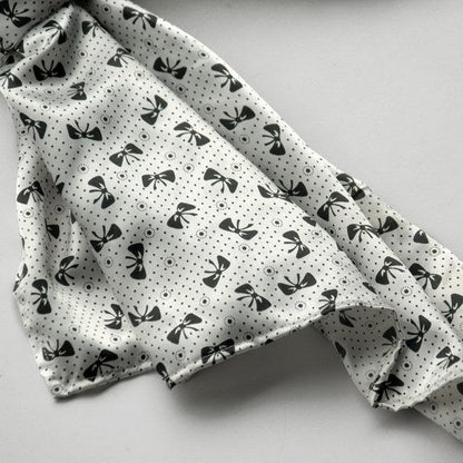 Blando White Lovely Bowknot Design Natural Elegant Silk Scarf/Wrap/Shawl(Small)