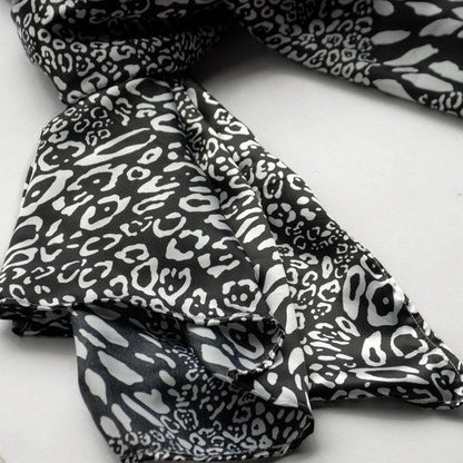 Blando Black & White Distinctive Leopard Animal Print Fashion Soft Silk Scarf/Wrap/Shawl(Large)