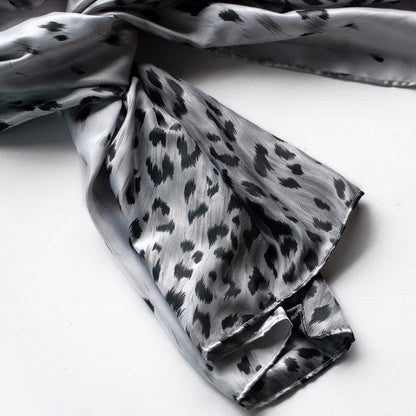 Blando Silver Leopard Design Elegant Delicately Soft Silk Scarf/Wrap/Shawl(Small)