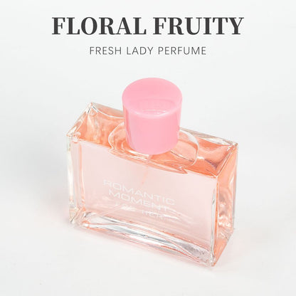 3.4fl Oz Women's Eau De Parfum - ROMANTIC MOMENT - Floral & Woody - With Rose, Chamomile, and Lemon - Medium Intensity Perfume