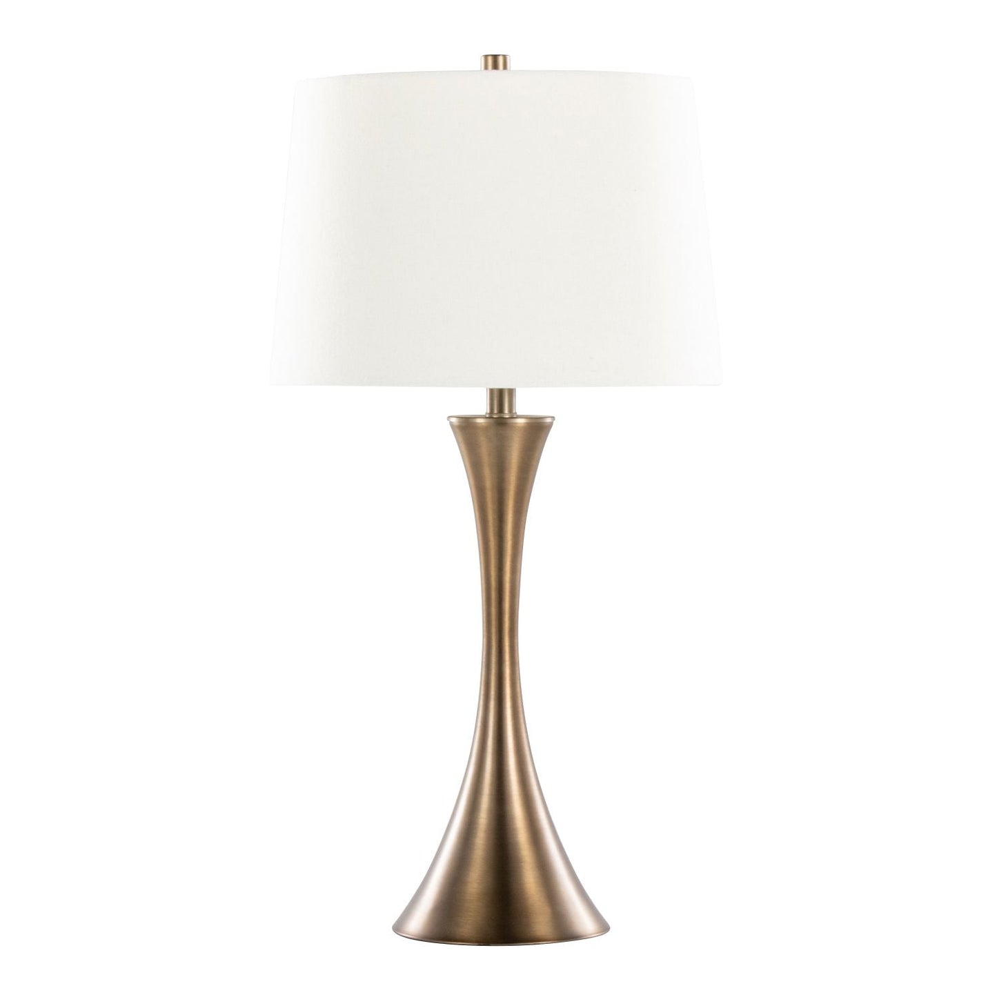 Lenuxe 29" Contemporary Metal Table Lamp in Matte Golden Bronze with Off-White Linen Shade from Grandview Gallery by - Set of 2
