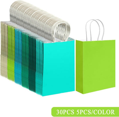 30PCS Medium Gift Bag with Handles Bulk 11"x5"x8" Gift Bags Green Lotus Purple Bags Multiple Uses (Medium Size)