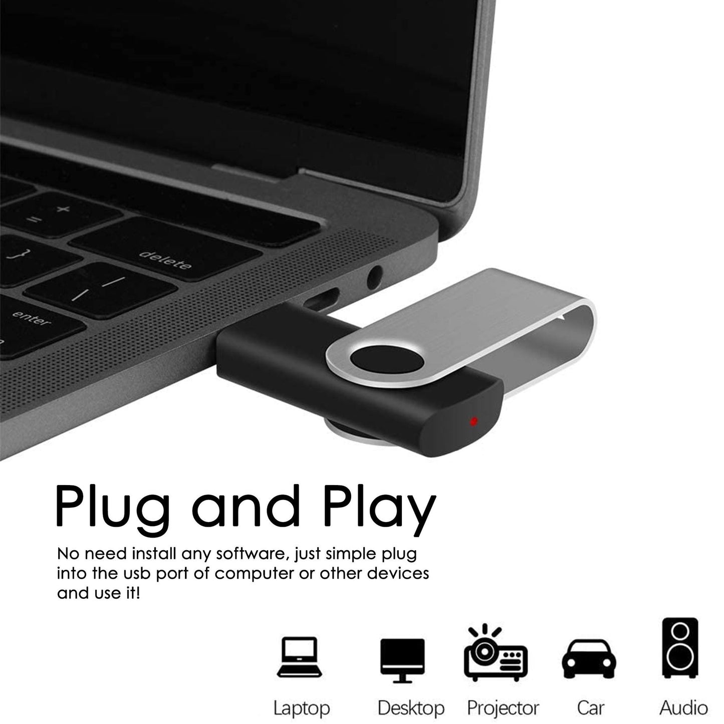 5 Packs Mix Color USB 2.0 Swivel USB Flash Drives Metal Thumb Drive Memory Stick Jump Drive With Lanyard For Storage And Backup