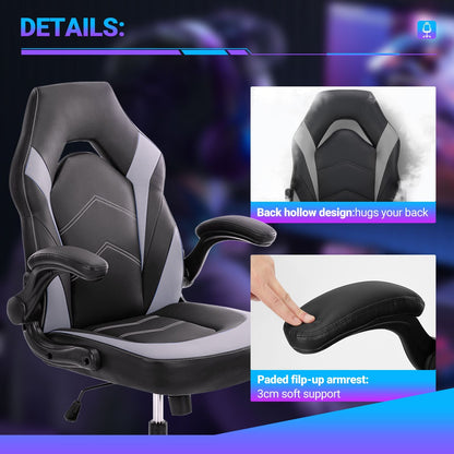 Ergonomic Office Computer Home Gaming Desk Chair Adjustable PU Leather Racing Chair Flip-up Armrest For Christmas Furniture