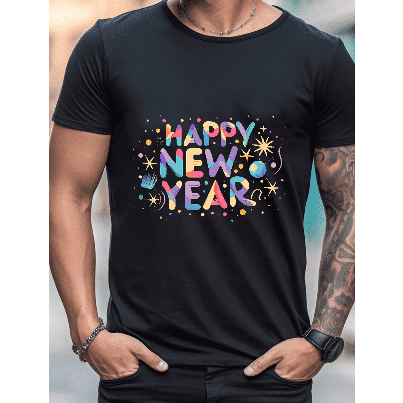 2025 New Year Cotton T-Shirt for Men - Stylish & Comfortable Short Sleeve Tee for All Seasons