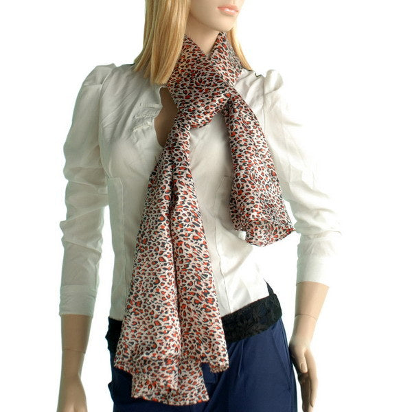 Blando Tangerine Graceful Fashion Natural Leopard Pattern Silk Scarf/Wrap/Shawl(Large)