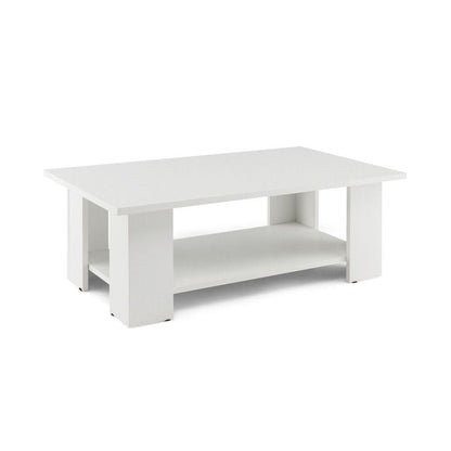 Large 41 Inch 2-tier Wooden Modern Coffee Table with Storage Shelf living room table