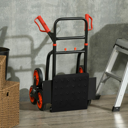 Stair Conqueror: 6-Wheel Foldable Steel Hand Truck, 330lbs Load Capacity for Effortless Climbing