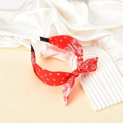 Bandana Headbands with Knotted Bow and Rabbit Ear Design for Women and Girls - Black Bowknot Hairband Accessories