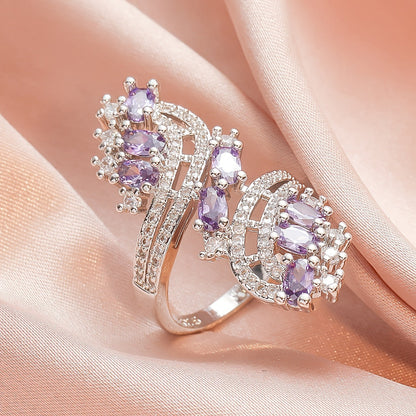 Luxury Amethyst Zircon Ring Woman Ring Valentine's Day Gift Zicron Inlaid