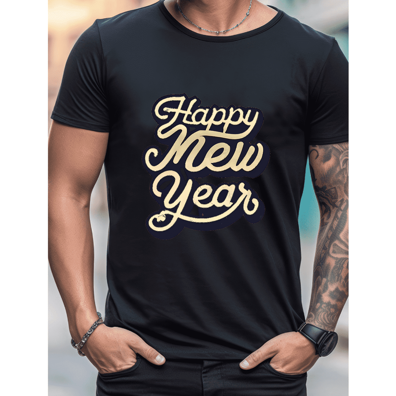 2025 New Year Cotton T-Shirt for Men - Stylish & Comfortable Short Sleeve Tee for All Seasons