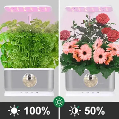 Blue/Grey/Black Home Smart Hydroponics System 6 Pods Indoor Vegetable Herb Flower Garden Kit Mini Aquarium Box with Led Grow Light