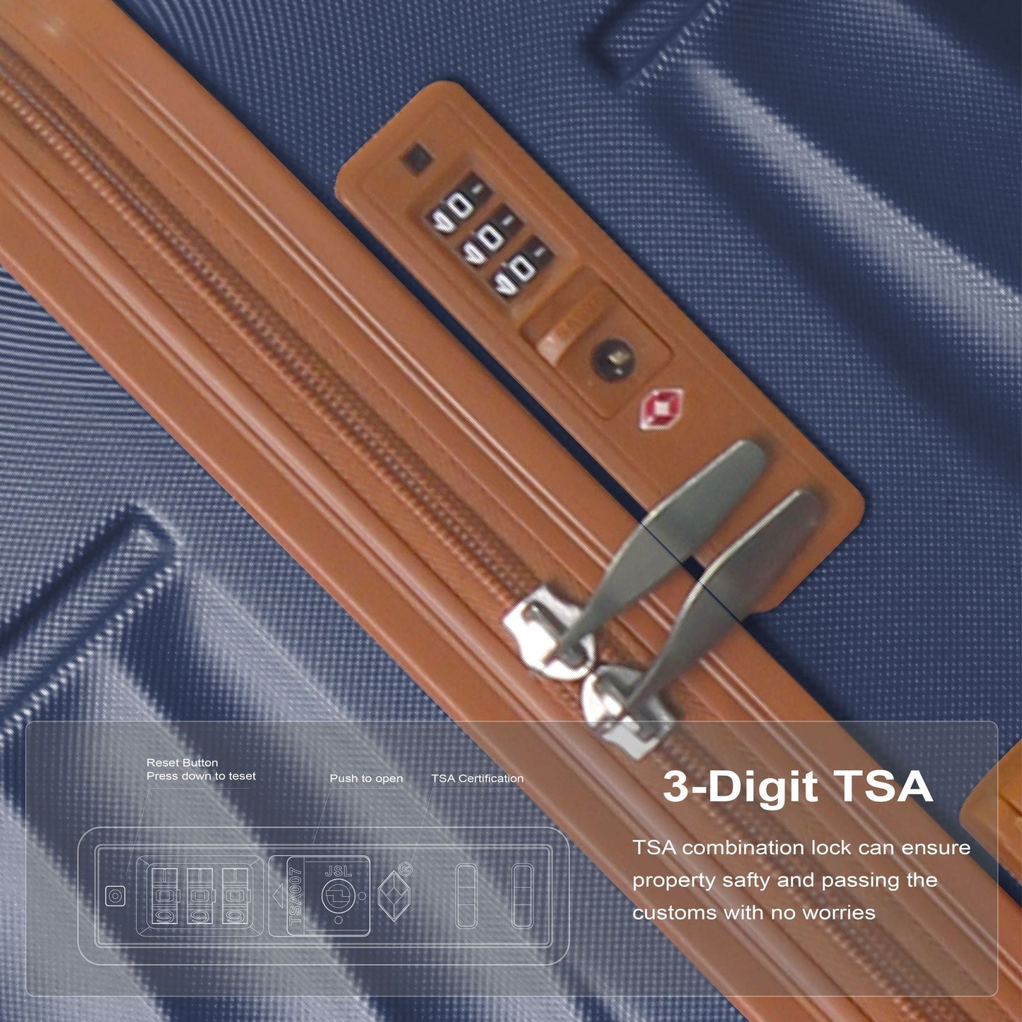 Luggage Sets ABS Hardshell 3pcs Luggage, Lightweight Durable Suitcase sets Spinner Wheels Suitcase with TSA Lock 20''24''28'' Available(Navy Blue)