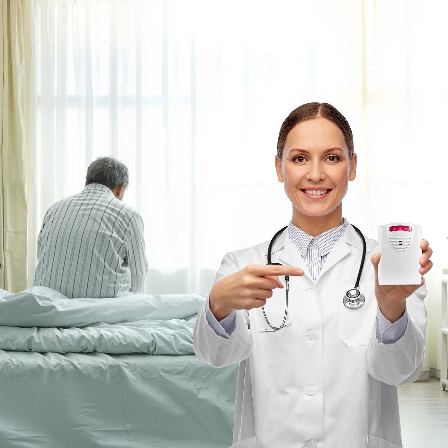 Wireless Bed Alarm System for Elderly - 14x30 Inch Safety Pad with Pager for Home & Hospital Fall Prevention