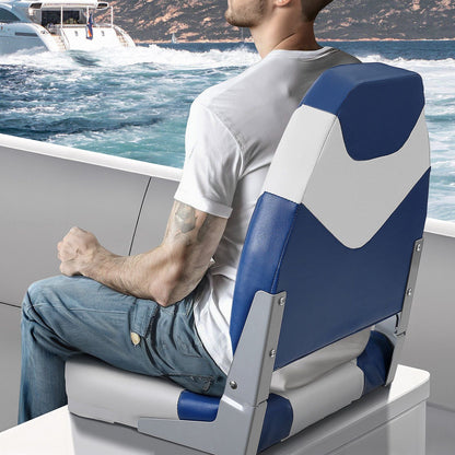 VEVOR Boat Seats, 21.85" High Back Boat Seat, Folding Boat Chair with Thickened Sponge Padding and Hinge, Fold-Down Boat Captain Chairs for Fishing Boat, Sightseeing Boat, Speedboat, Canoe, 2-Pack