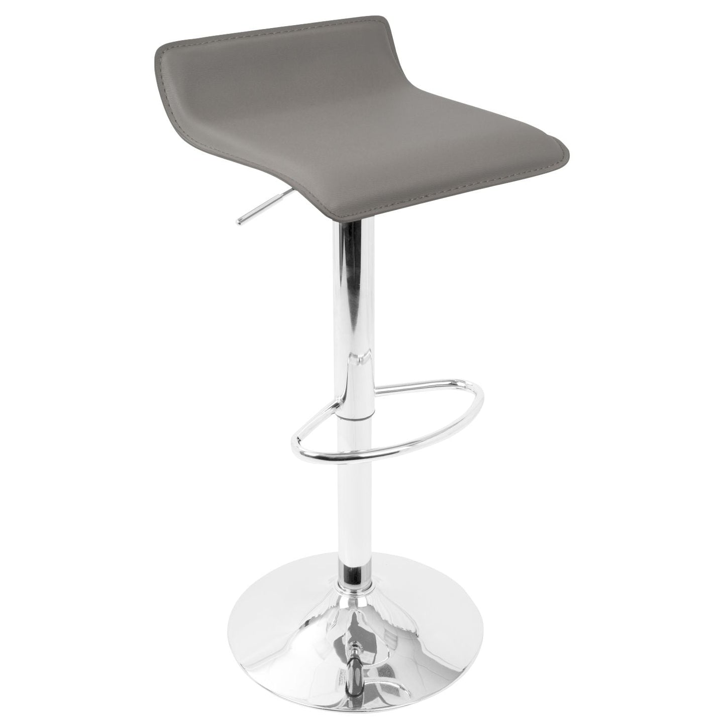 Bistro Square-Ale Contemporary Adjustable Bar Set in Silver and Chrome Metal with Grey PVC and Oval Footrest by - 3 Piece
