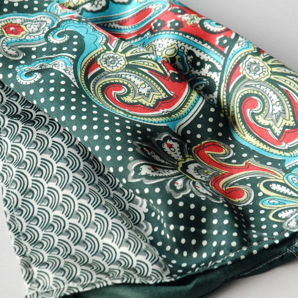 Blando Sega Green Paisley & Multi-Pattern Fashion Graceful Soft Silk Scarf/Wrap/Shawl(Small)