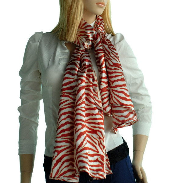 Blando Red Funky Zebra Animal Pattern super soft Silk Scarf/Wrap/Shawl(Large)