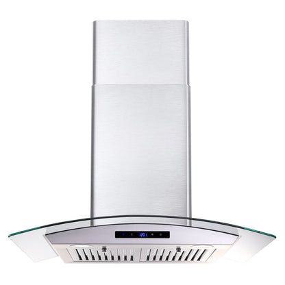 30 inch Wall Mounted Range Hood 700CFM Tempered Glass Touch Panel Control Vented LEDs