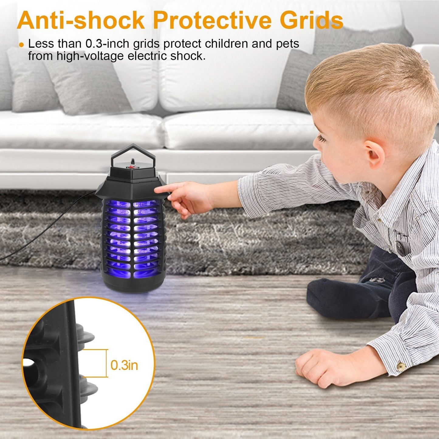 Bug Zapper Electric UV Mosquito Killer Lamp Insect Killer Light Pest Fly Trap Catcher Harmless Odorless Noiseless Narrow Safe Gap For Home Restaurant