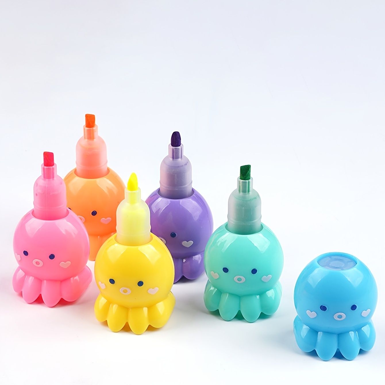 6 Colors/Box Small Octopus Shape Highlighter-3mm