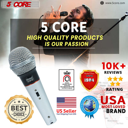 5 Core Microphone Wired Dynamic Vocal Handheld Mic Cardioid Karaoke Unidirectional Microfono w On and Off Switch Includes XLR Audio Cable for Singing, Public Speaking & Parties PM 305