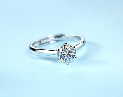 Classic Six-Prong Set Moissanite 1 Carat 2 Carat 3 Carat 5 Carat S925 Sterling Silver Plated Ring Trendy Classic Diamond Jewellery Ring