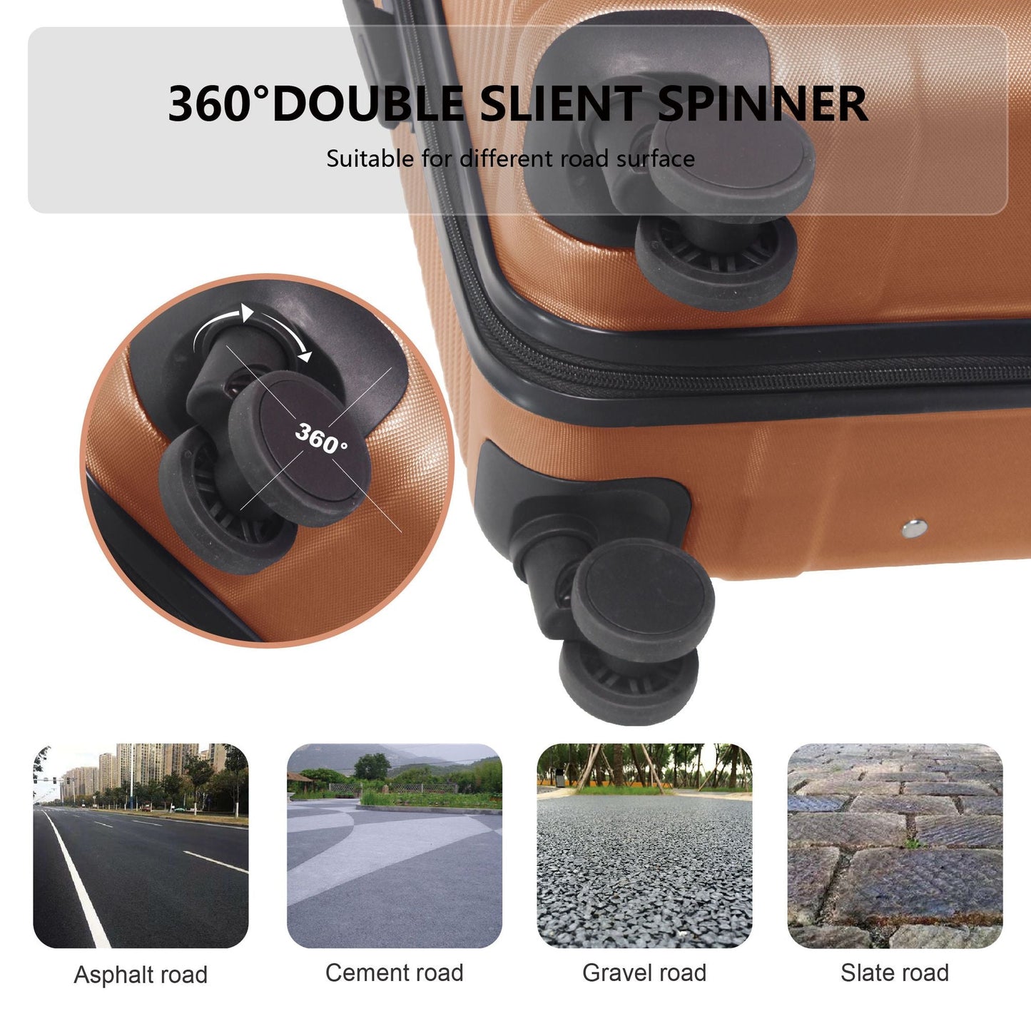 Luggage Sets ABS Hardshell 3pcs Luggage, Lightweight Durable Suitcase sets Spinner Wheels Suitcase with TSA Lock 20''24''28'' Available(Brown)