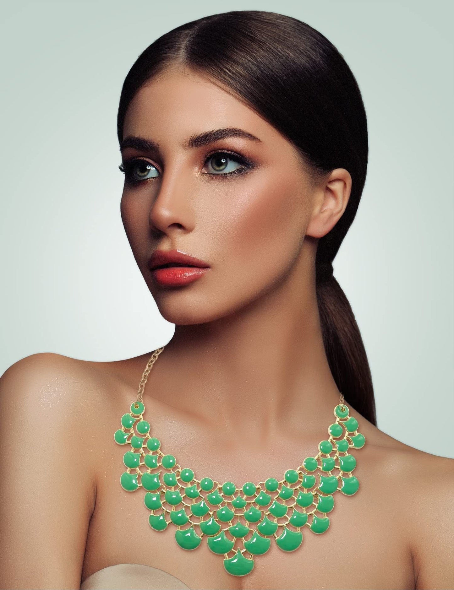 Jane Stone Fashion Statement Collar Necklace Vintage Openwork Bib Costume Jewelry