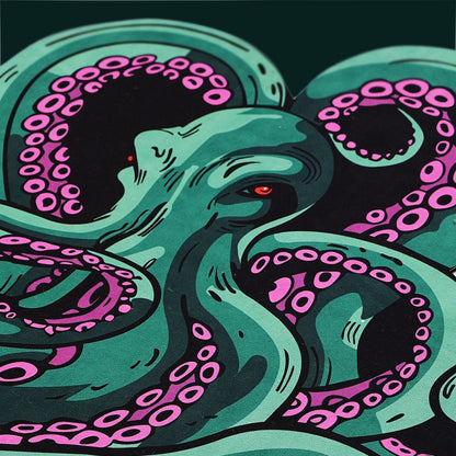 Green And Purple Cthulhu Rugs Water Absorbent Bath Mat Octopus Anime Rug Graphic Gothic Bathroom Rugs Fantasy Decorate, Non Slip Backing, Unique Gift & Decor for Gamers, 27x18 in