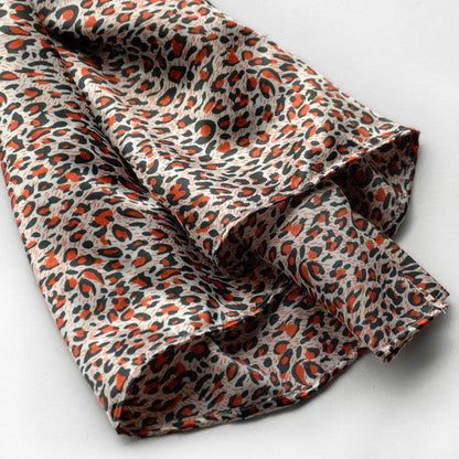 Blando Tangerine Graceful Fashion Natural Leopard Pattern Silk Scarf/Wrap/Shawl(Small)