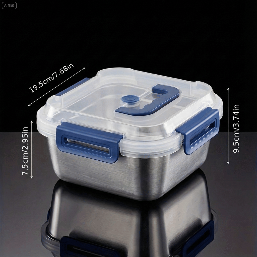 Yakimoto 2/4/6/8/10 PCS Extra-Large Stainless Steel Food Storage Containers With Blue Lids - Deep Design, Airtight Seal, Perfect For Refrigerator Organization, Meal Prep, Lunch Boxes & Kitchen Pantry