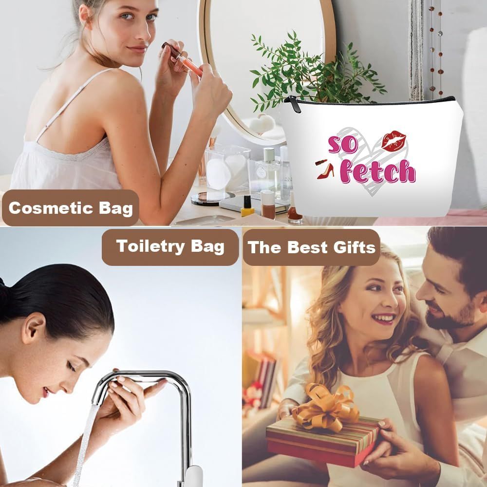 Personalized funny so fetch Travel Makeup Cosmetic Bag set with Mirror for women girls,So Fetch Themed Makeup Bag organizer kit for Travel & Daily Use,so fetch Gifts for Women Mom Girls