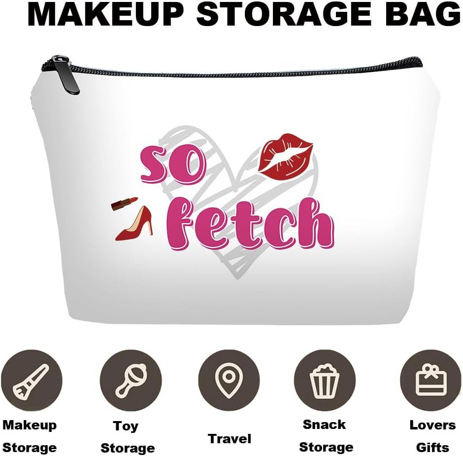 Personalized funny so fetch Travel Makeup Cosmetic Bag set with Mirror for women girls,So Fetch Themed Makeup Bag organizer kit for Travel & Daily Use,so fetch Gifts for Women Mom Girls