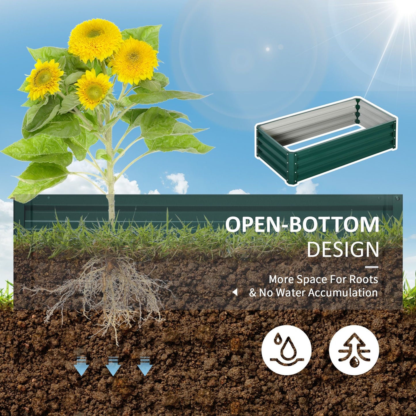 Galvanized Raised Garden Bed, Outdoor Planter Box for Vegetables, Flowers, Herbs, 4' x 2' x 1', Green