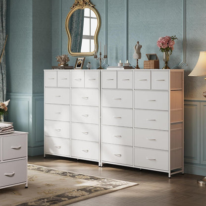 Tall Dresser for Bedroom with 12 Drawers, Dressers & Chests of Drawers, Fabric Dresser for Closet, Living Room, Storage Dressers with Storage Drawers, Steel Frame, Wood Top