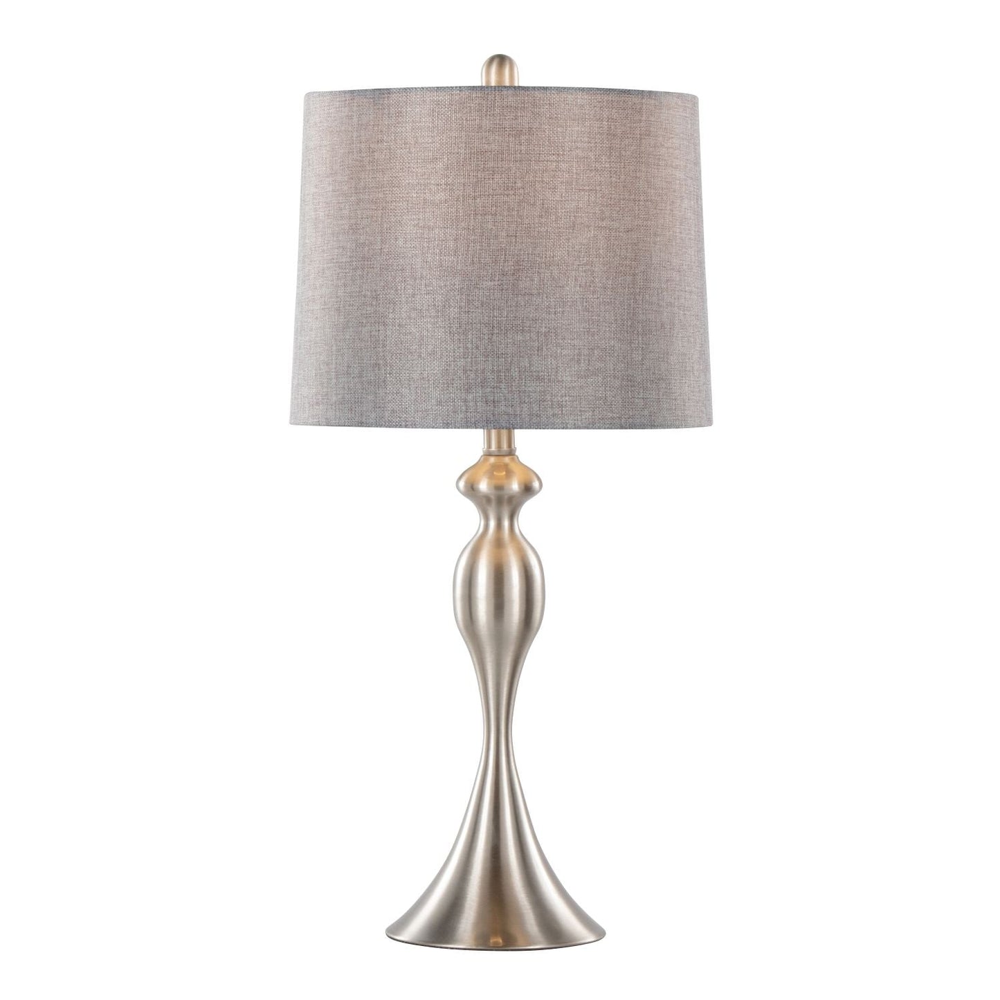 Ashland 27" Contemporary Metal Table Lamp in Brushed Nickel with Grey Textured Linen Shade from Grandview Gallery by - Set of 2