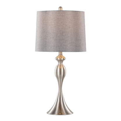 Ashland 27" Contemporary Metal Table Lamp in Brushed Nickel with Grey Textured Linen Shade from Grandview Gallery by - Set of 2