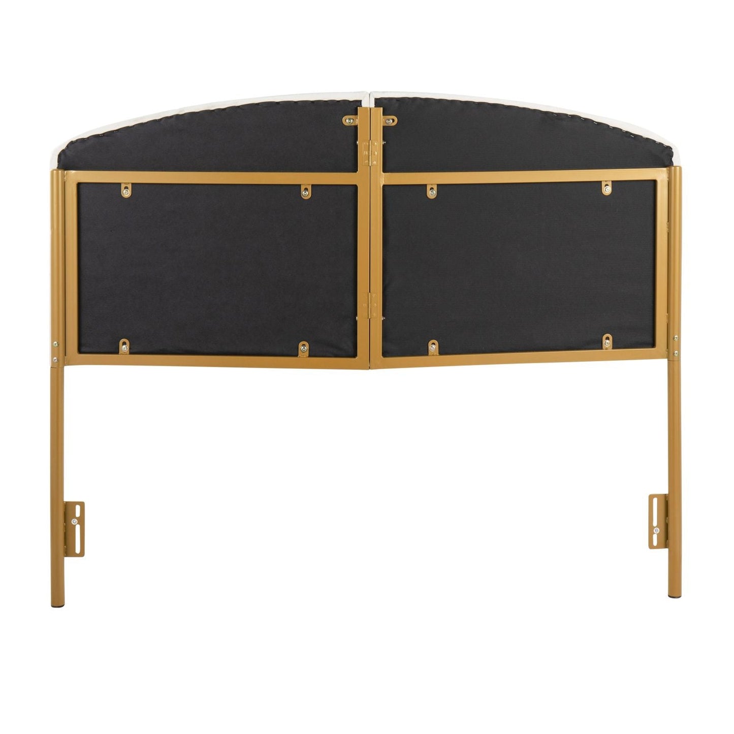 Lindsey Contemporary/Glam Queen Headboard in Gold Steel and Cream Velvet by
