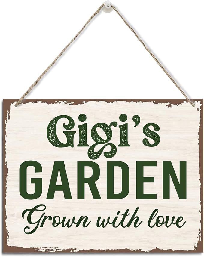 gigi's Garden Sign - Rustic Hanging Wood Plaque, Mother's Day & Birthday Gift Idea, Farmhouse Decor for Home, Garden, Yard, Balcony