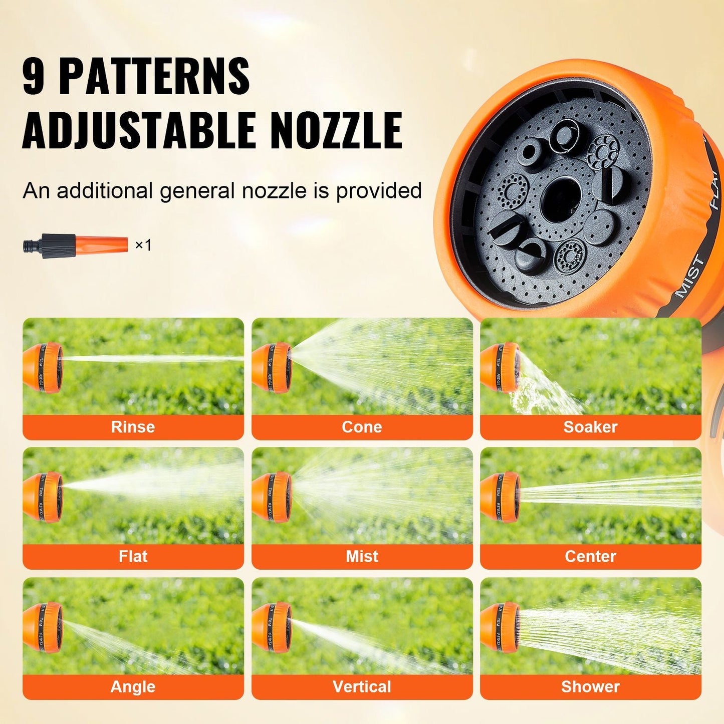 Retractable Hose Reel, 130 ft x 1/2 inch, 180° Swivel Bracket Wall-Mounted, Garden Water Hose Reel with 9-Pattern Nozzle, Automatic Rewind, Lock at Any Length, and Slow Return System