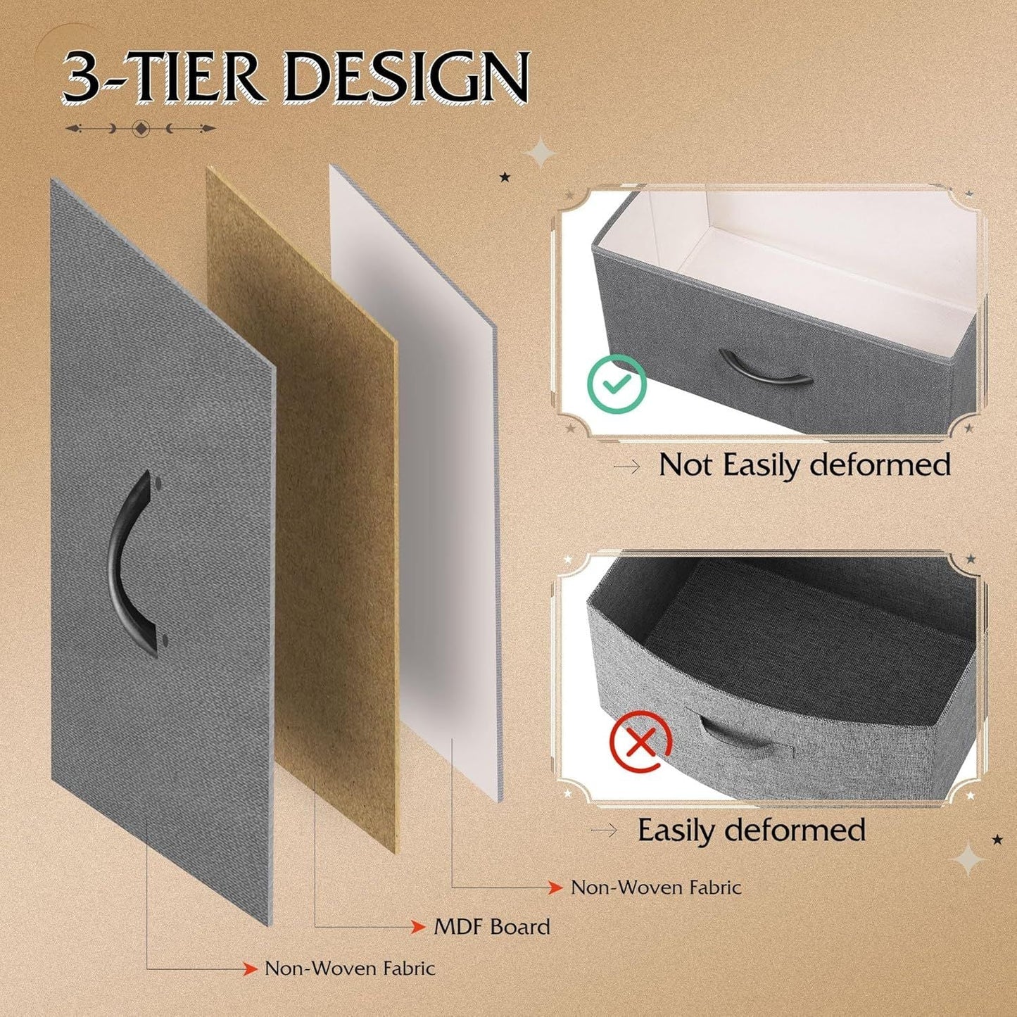 Tall Dresser for Bedroom with 12 Drawers, Dressers & Chests of Drawers, Fabric Dresser for Closet, Living Room, Storage Dressers with Storage Drawers, Steel Frame, Wood Top