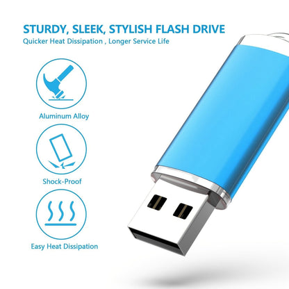 TOPESEL 5 Pack 16GB/32GB/64GB USB 2.0 Flash Drive Memory Stick Thumb Drives (5 Mixed Colors: Black Blue Green Red Silver)