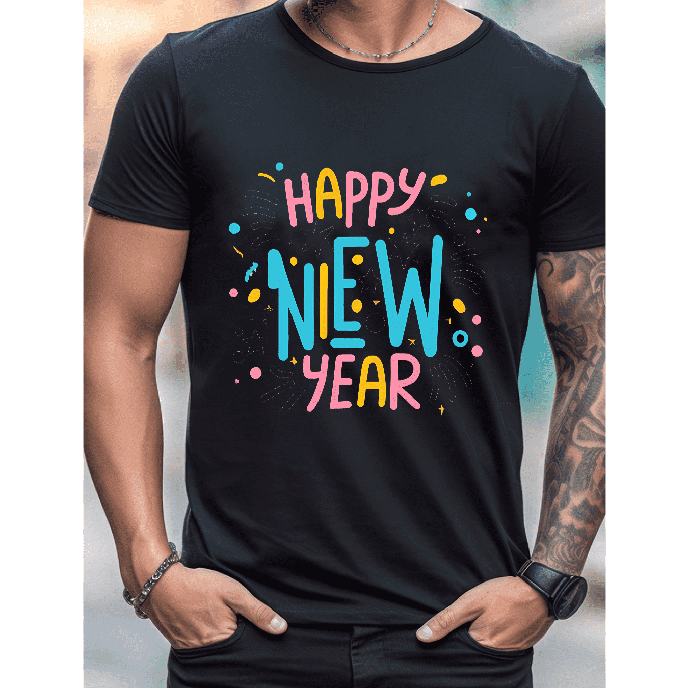 2025 New Year Cotton T-Shirt for Men - Stylish & Comfortable Short Sleeve Tee for All Seasons