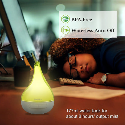 Ultrasonic Cool Mist Humidifier Aroma Essential Oil Diffuser Drop-shaped for Home Office Spa Yoga Room Relax