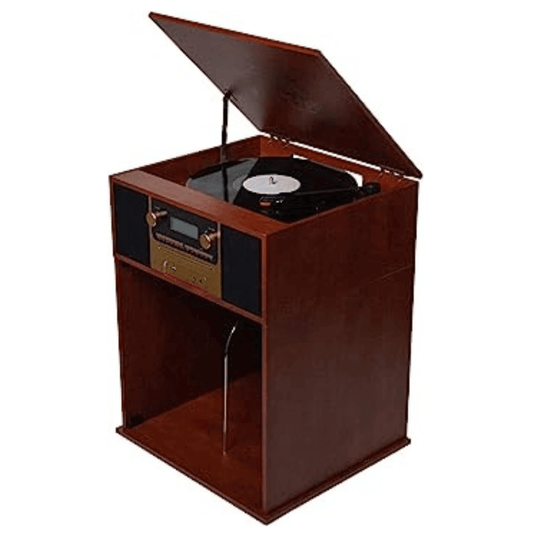 Victor Boyleston 7-in-1 3-Speed Turntable Music Center with Album Storage