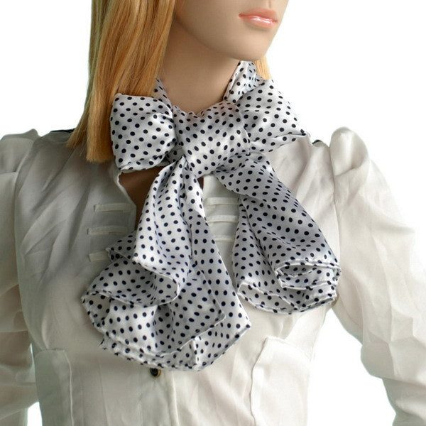 Blando White Background Small Cute Black Dot Design Soft Silk Scarf/Wrap/Shawl(Large)